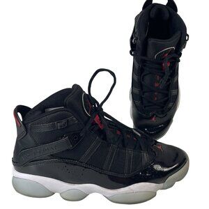 Jordan 6 Rings Black Sneaker Men 9 Red White Air Retro Patent Leather 322992-064